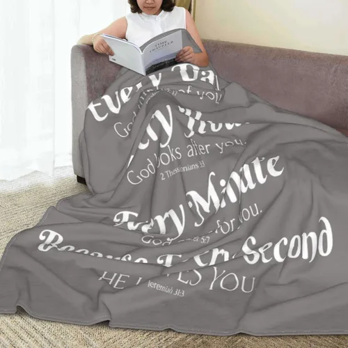 Vista 4 de QETXVI Manta con versículo bíblico con pensamientos y oraciones inspiradoras, manta religiosa, suave, ligera, acogedora manta de felpa cálida