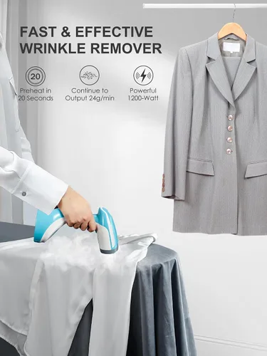 Vista 3 de Reemix Vaporizador para Ropa, Diseño Plegable de Mano, Removedor de Arrugas para Ropa, Vapor Penetrante Fuerte de 20g/min, Calentamiento Rápido