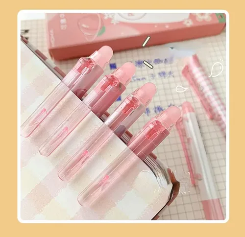 Vista 6 de 6 bolígrafos kawaii borrables con borradores, bonitos bolígrafos de gel con estampado de dibujos animados kawaii de 0.020 in, bolígrafos de tinta