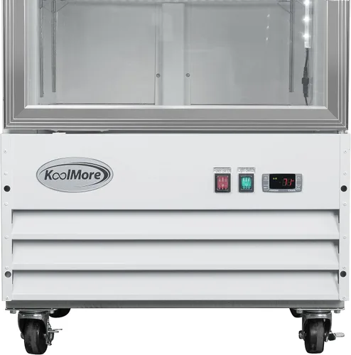 Vista 10 de KoolMore 66 cm. Refrigerador vertical comercial para exhibición con una puerta de vidrio blanco - 9 pies cúbicos (MDF-1GD-9C-WH)
