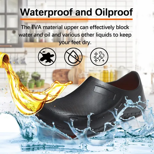 Vista 2 de JSWEI Zapatos de chef para hombre Profesional resistente al aceite al agua Zapatos de chef de enfermería antideslizantes, zapatos de trabajo