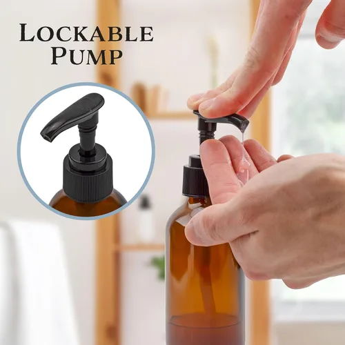 Vista 3 de Cornucopia Brands Botellas de vidrio ámbar de 4 onzas (paquete de 4) ideales para lociones, jabón líquido, aromaterapia y más