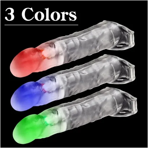 Vista 3 de Manga del pene masculino eyaculación retraso eyaculación polla para parejas adultas, juego de alcance del punto G, extensor de polla extensor de Azul