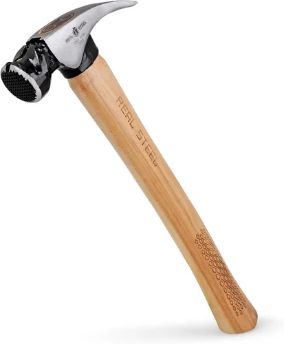 Vista 8 de REAL STEEL Martillo de garra curvada de cabeza magnética de 16 onzas con mango de madera de nogal garra con cara lisa 0401