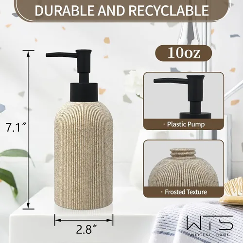 Vista 2 de Dispensador de jabón de manos para encimera de baño y cocina, juego de dispensadores de jabón y loción de resina de 10 onzas con bomba de plástico a