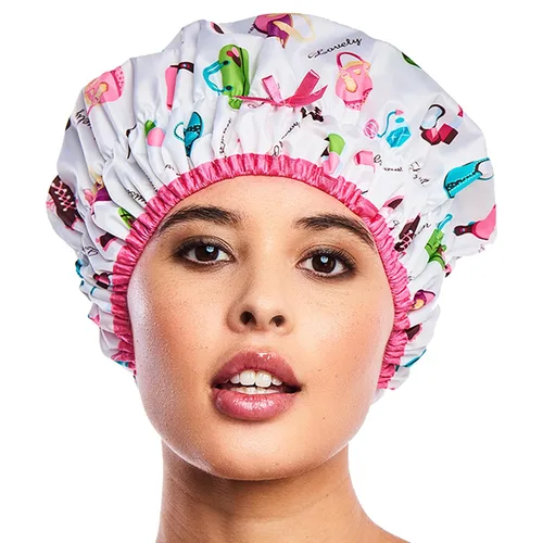 Vista 7 de Betty Dain Gorro de baño y ducha reutilizable, gorro de ducha impermeable de gran tamaño para todas las longitudes de cabello, forro de PEVA