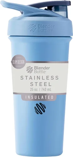 Vista 26 de BlenderBottle Strada Shaker Cup - Botella de agua aislada de acero inoxidable con batidor de alambre, 24 onzas, color negro
