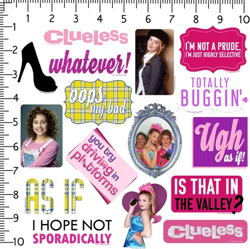 Vista 2 de Clueless - Paquete variado de 50 calcomanías de vinilo grandes de lujo, citas de moda de películas de los años 90 e iconos para laptop, botella