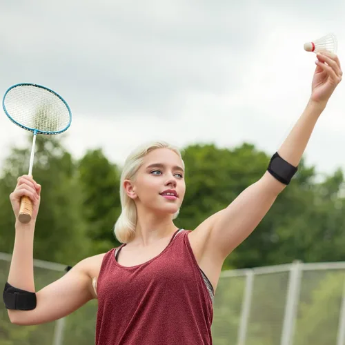 Vista 6 de Protector de antebrazo, codera de tenis para hombres y mujeres, codera de golfista, bandas de apoyos de antebrazo, soporte de codo de golf, alivio
