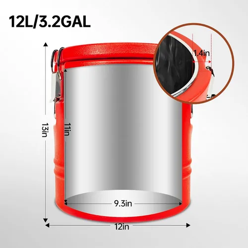 Vista 7 de Dispensador de bebidas aislado de 12 litros, dispensador de bebidas frías y calientes con interior de acero inoxidable 304, enfriador de agua