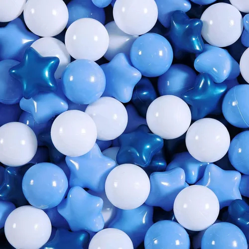 Vista 25 de Pelotas de Corral de Bolas Realhaha 50 100 200 500, Formas de Estrella para Bebés Niños Parque Infantil Bolas de Plástico para Bebés Piscina