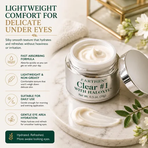 Vista 5 de Earthen Clear #1 Crema de ojos 0.5 onzas – Tratamiento de péptidos Haloxyl para ojeras, bolsas debajo de los ojos, hinchazón, líneas finas