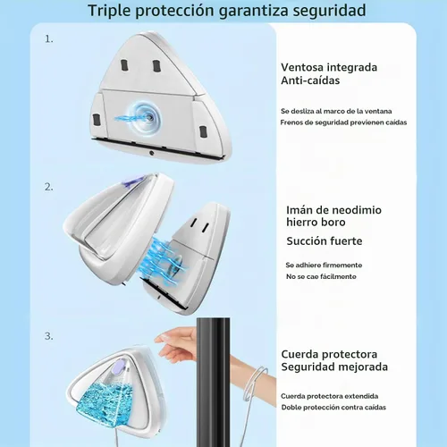 Vista 5 de Cepillo magnético para limpiaparabrisas, limpiador de ventanas de doble cara lleno de agua, cepillo magnético de limpieza de vidrio para ventana