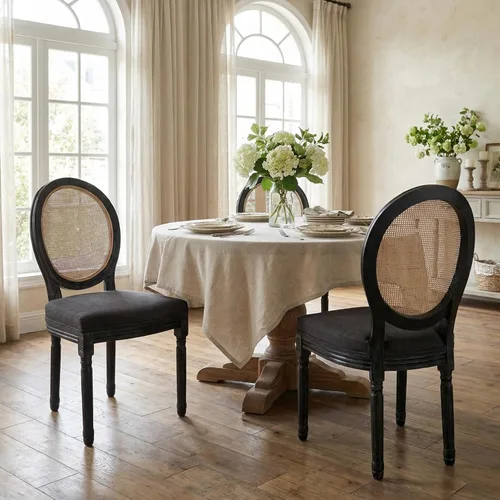 Vista 6 de Juego de 2 sillas de comedor estilo granja, sillas de comedor