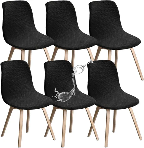 Vista 30 de Juego de 2 fundas de jacquard para silla, elásticas, impermeables, escandinavas, para sillas de comedor, lavables, modernas, fundas de asiento