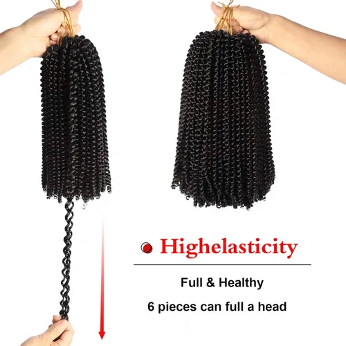 Vista 5 de Extensiones de cabello sintético rizado en espiral con volumen para trenza de croché