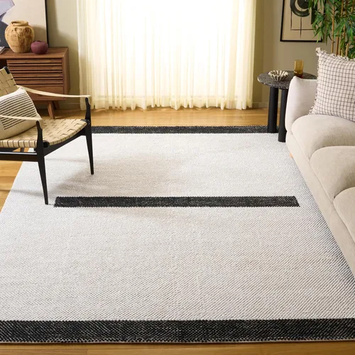 Vista 37 de SAFAVIEH Natura Collection - Alfombra de pasillo, 2 pies 3 pulgadas x 8 pies, negro y marfil, tejido plano hecho a mano de lana moderna a rayas