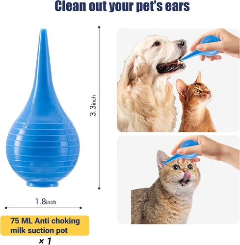 Vista 4 de REDDOUDOU Catéter de succión con extractor de moco estéril para cachorros recién nacidos, kit de alimentación de tubo de 8 FR rojo con jeringas