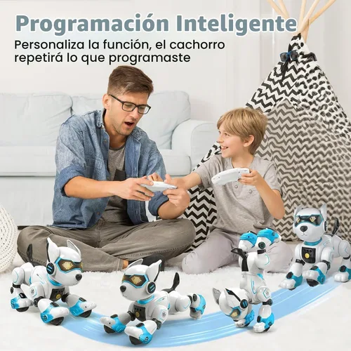 Vista 4 de OKK Perro Robot para Niños, Perro de Control Remoto y Toque con Interacción por Voz, Robot Programable con Show de Imitación, Perro Electrónico que