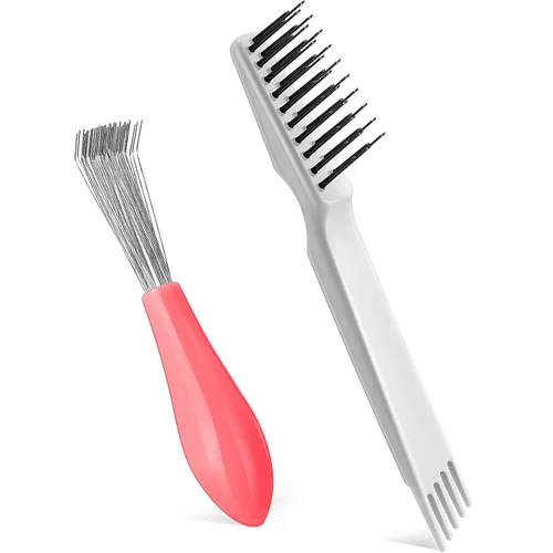 Vista 9 de Boao Juego de 2 piezas de herramienta de limpieza de cepillo de cabello, mini removedor de suciedad de cepillo de cabello con rastrillo de alambre