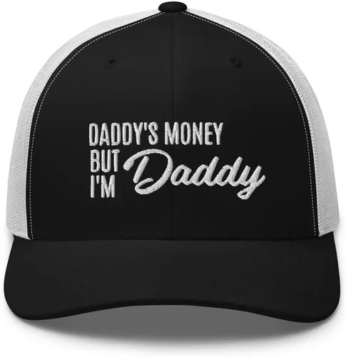 Vista 2 de Daddy's Money but I'm Daddy Gorra de camionero bordada de primera calidad con corona media curva Bill Snapback