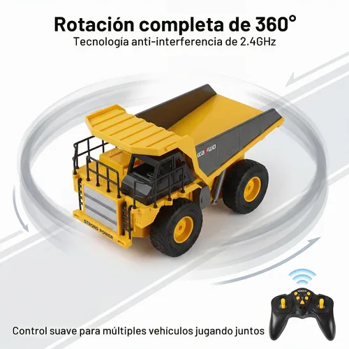 Vista 3 de Camión volquete de control remoto para niños y adultos con 4 battiries 50
