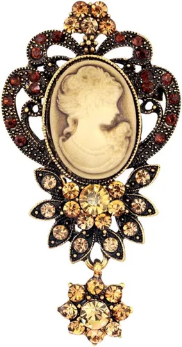 Vista 13 de LUREME Vintage Elegante Dama Victoriana Belleza Cameo con Broche de Cristal Pin (br000017)