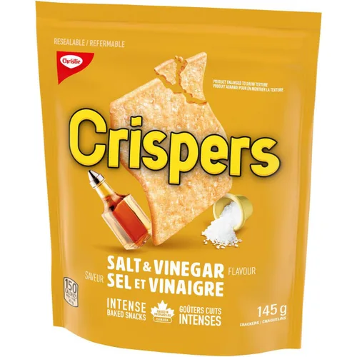 Vista 5 de Christie Crispers, galletas saladas y vinagre, 5.11 oz/5.1 onzas, bolsa, {Importado de Canadá}