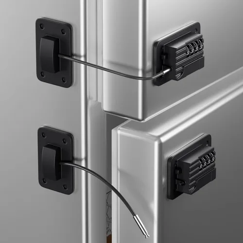 Vista 12 de RORMGO Paquete de 2 cerraduras para refrigerador, cerradura para refrigerador con protección de alambre de silicona, cerraduras para nevera