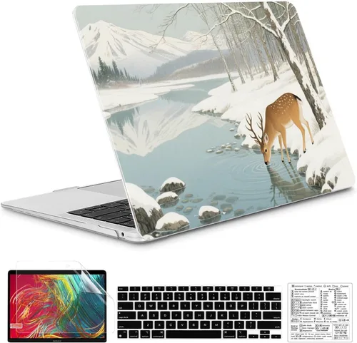 Vista 2 de Funda compatible con MacBook Air de 13 pulgadas 2022, 2021-2018 M1 A2337 A2179 A1932, carcasa de plástico duro y duradera y cubierta de teclado