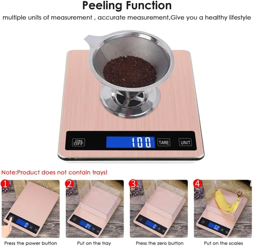 Vista 6 de Báscula digital de cocina, báscula de cocina recargable de acero inoxidable de 11.0 lbs/11 libras, de alta precisión, sensor táctil, pantalla LCD