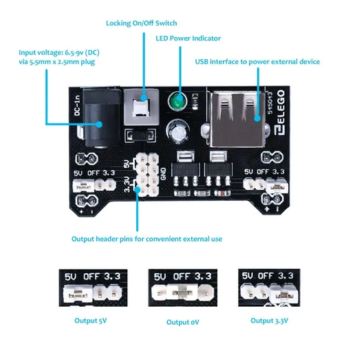 Vista 3 de ELEGOO Paquete de kit electrónico divertido con tabla de pan, 235 artículos