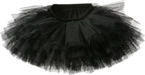 Vista 3 de Falda de Tutú para Bebés y Niñas, 6 Capas de Tul para Niñas de 1 a 8 Años Negro
