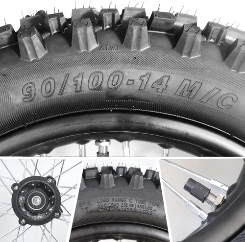 Vista 3 de 3.00-14 90/100-14 Llanta trasera y 2.75x17 70/100-17 Llanta delantera Dirt Bike con rodamiento de 15 mm para 110cc 125cc 140cc 150cc 160cc TTR125