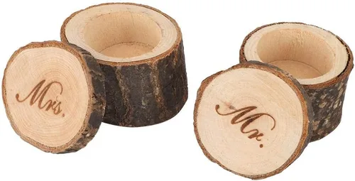 Vista 7 de Caja de boda, caja de madera rústica para boda, 2 contenedores de boda retro, soporte único para joyas, estuche Stora (A)