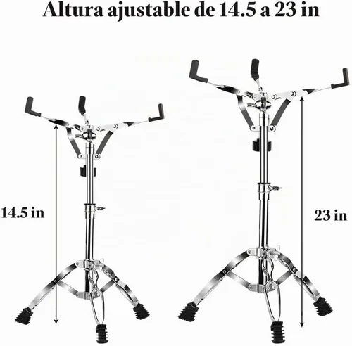 Vista 3 de Soporte para tambor repicador con soporte para baquetas y dos baquetas, soporte de trípode doblemente reforzado para parche de batería de 10 a 14