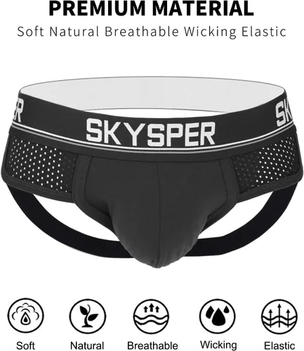 Vista 47 de SKYSPER Jock Strap Athletic Supporter para hombres Sexy Jockstrap Ropa interior masculina