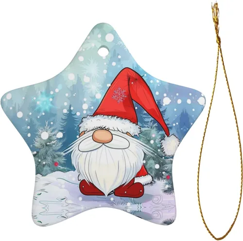 Vista 14 de Adornos colgantes de cerámica para árbol de Navidad, decoración colgante en forma de estrella para suministros de fiesta en interiores y exteriores