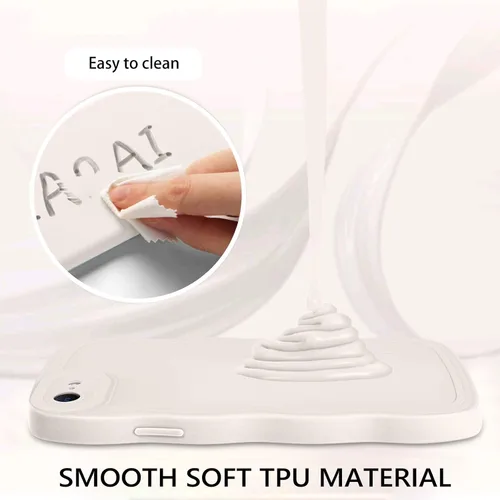 Vista 2 de GUAGUA Funda para iPhone SE 2022/2020, Funda para Teléfono iPhone 7/8 Diseño Lindo de Forma de Onda Rizada TPU Suave con Correa de Muñeca Soporte