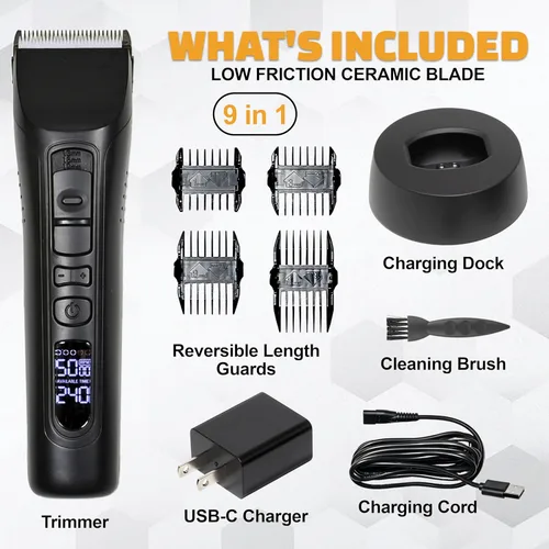 Vista 2 de Brio Beardscape V1 Recortador de barba para hombre profesional con cuchilla de cerámica de baja fricción, recortador de pelo inalámbrico profesional