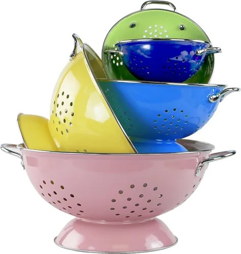Vista 5 de Reston Lloyd Calypso Basics - Colador esmaltado con recubrimiento en polvo con base sólida, cesta coladora con asas, para pasta, bayas, verduras
