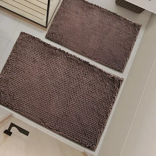 Vista 56 de Juego de alfombras de baño de 2 piezas, súper absorbente suave, gruesa, lavable en lavadora, alfombra de baño de chenilla antideslizante, alfombra