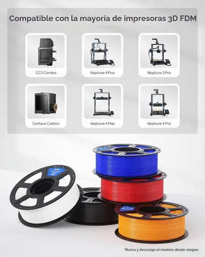 Vista 7 de ELEGOO Filamento PETG para impresora 3D de 0.07 in, color negro, 8.8 lbs