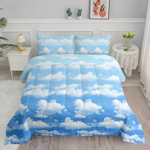 Vista 10 de Axolotl - Juego de ropa de cama para niños con diseño de gatos de dibujos animados tamaño individual, juego de edredón con líneas degradadas y lindo