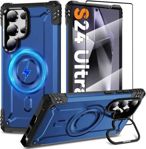 Vista 21 de Funda magnética para Samsung Galaxy S25+ Plus/Galaxy S24+ Plus [Soporte de anillo de cámara integrado] [Protector de pantalla]