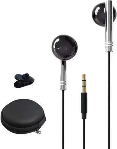 Vista 2 de Auriculares con cable, sin micrófono, con cable largo, cancelación de ruido, auriculares con cable de 0.138 in, auriculares de graves