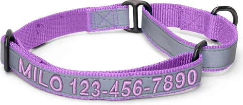Vista 12 de Pawtitas Collar de perro Martingala personalizado reflectante reflectante bordado nombre personalizado número de teléfono ajustable para cachorros