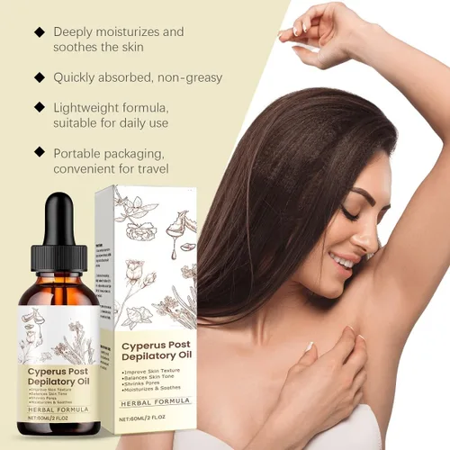 Vista 6 de Aceite Cyperus Rotundus, 100% puro y natural Cyprus Rotundus aceite para depilación y reducción del crecimiento del vello corporal (1 unidad)