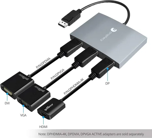 Vista 4 de gofanco Prophecy Adaptador DisplayPort 1x3 DisplayPort 1.2 a 3 puertos – DP a Triple DisplayPort MST Hub con modo de pantalla extendida – 4K @30Hz