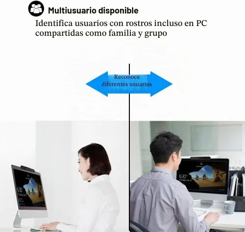 Vista 4 de Cámara USB IR de reconocimiento facial para Windows Hello, RGB 1080P (nivel de entrada) Webcam con micrófono dual